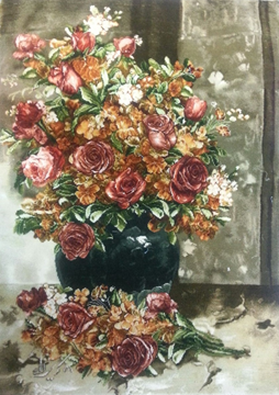 Persian Pictorial carpet Tableau Rug of Flowers 3تابلو فرش دستبافت ایرانی گلدان گل 3