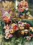  Persian Hand Knotted Tableau Rug (Pictorial Carpet) of Basket of Flowers2تابلو فرش دستبافت ایرانی سبد گل دو تکه