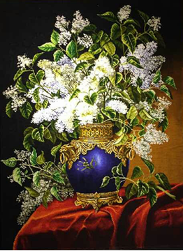  Persian Tableau Rug of Lilacs on the Table تابلو فرش دستبافت ایرانی گل یاس روی میز