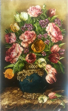  Persian Tableau Rug of Roses & Tulips تابلو فرش دستبافت ایرانی گلدان رز و لاله