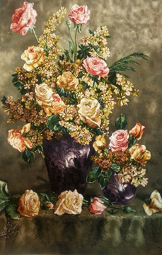 تابلو فرش دستبافت ایرانی دو گلدان  Iranian Hand Woven Pictorial Carpet