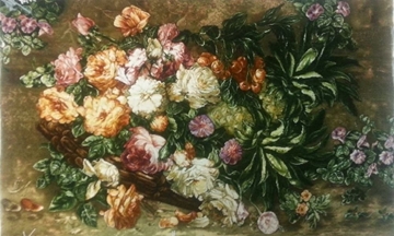 تابلو فرش دستبافت ایرانی گل و آناناس Iranian Hand Woven Pictorial Carpet