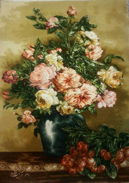  Persian Tableau Rug of Flowers & Fruits تابلو فرش دستبافت ایرانی گل و میوه 4