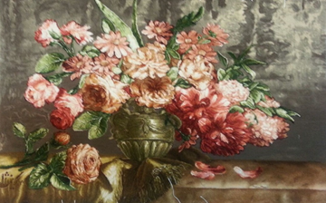  Persian Tableau Rug of Flowers 4 تابلو فرش دستبافت ایرانی گلدان گل 4