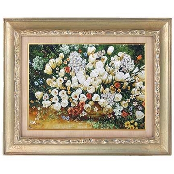 Persian Pictorial carpet Tableau Rug of White Tulipsتابلو فرش دستبافت ایرانی لاله سفید