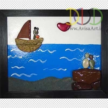 گالری هنری آویسا، نقاشی روی سنگ، تابلوی سنگی، تابلوی نقاشی روی سنگ عاشقانه کنار دریا