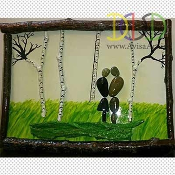 Picture of Romantic Jungle Stone Painting Tableau