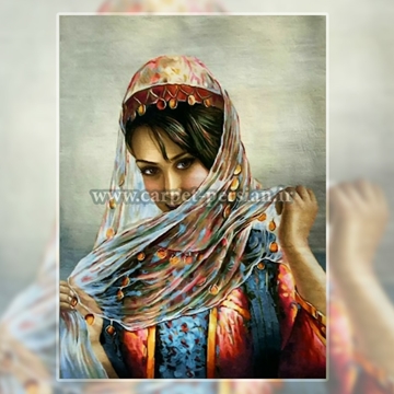 Persian Handmade Pictorial Carpet of the Rural Girl, Persian Tableau Rug,Iranian Hand Woven Pictorial Rug, Persian Tableau Rug, Iranian Hand Woven Pictorial Carpet, Persian Tableau Rug, Woven in Iran