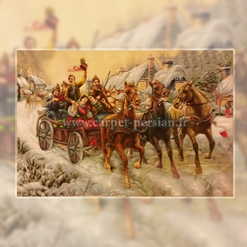 Persian Handmade Pictorial Carpet of the Carriage Riding in the Snow, Persian Tableau Rug,Iranian Hand Woven Pictorial Rug, Persian Tableau Rug, Iranian Hand Woven Pictorial Carpet, Persian Tableau Rug, Woven in Iran